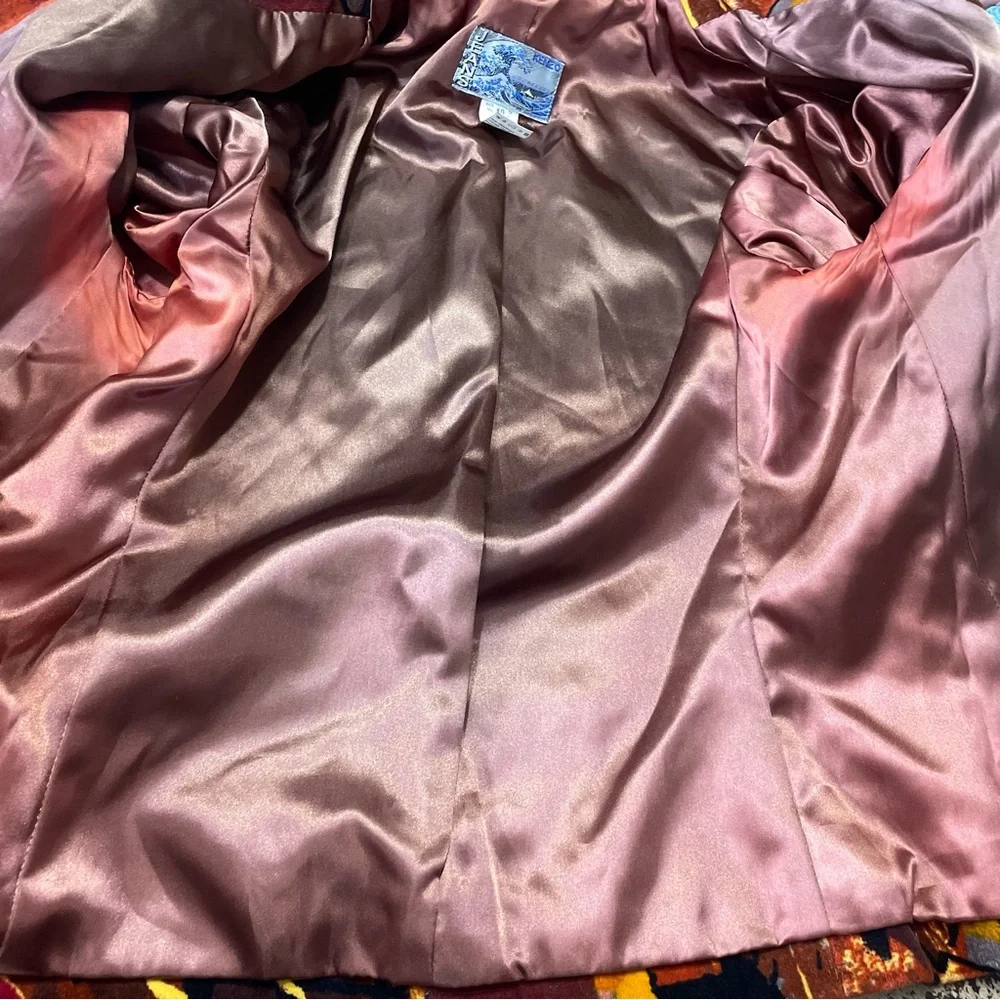 Rare KENZO JEANS 90s Velvet Collage Print Jacket Great Wave Hokusai Label FR 40 - Picture 10 of 10